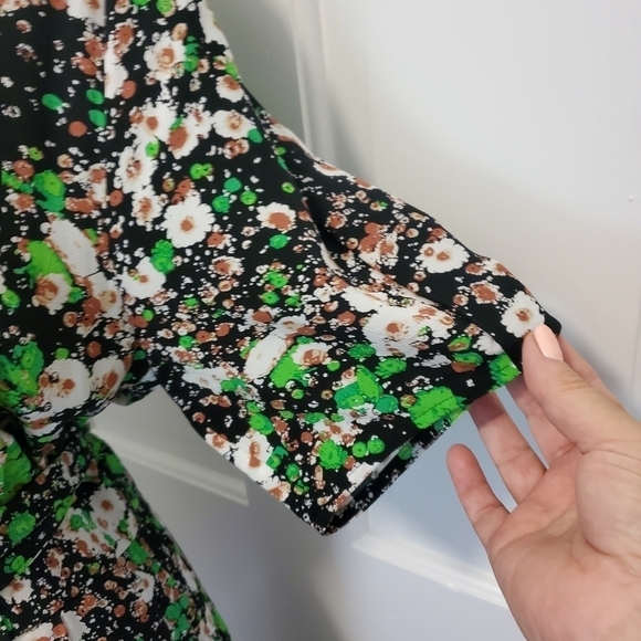 EC Stockholm Atelier & Other Stories Green Floral Print Wrap Dress, Size 4 - Picture 5 of 13